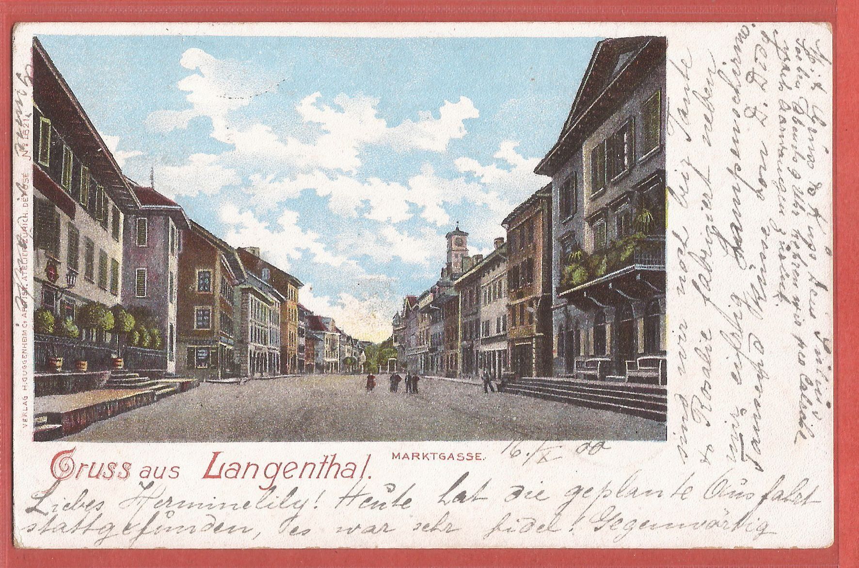 Ansichtskarten: Langenthal - Marktgasse - 1900 – Gebraucht aus Fislisbach von Porano
