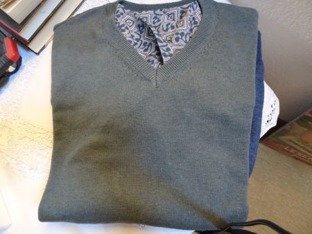 Pullover m. V- Ausschnitt, Herren, 100% Baumwolle