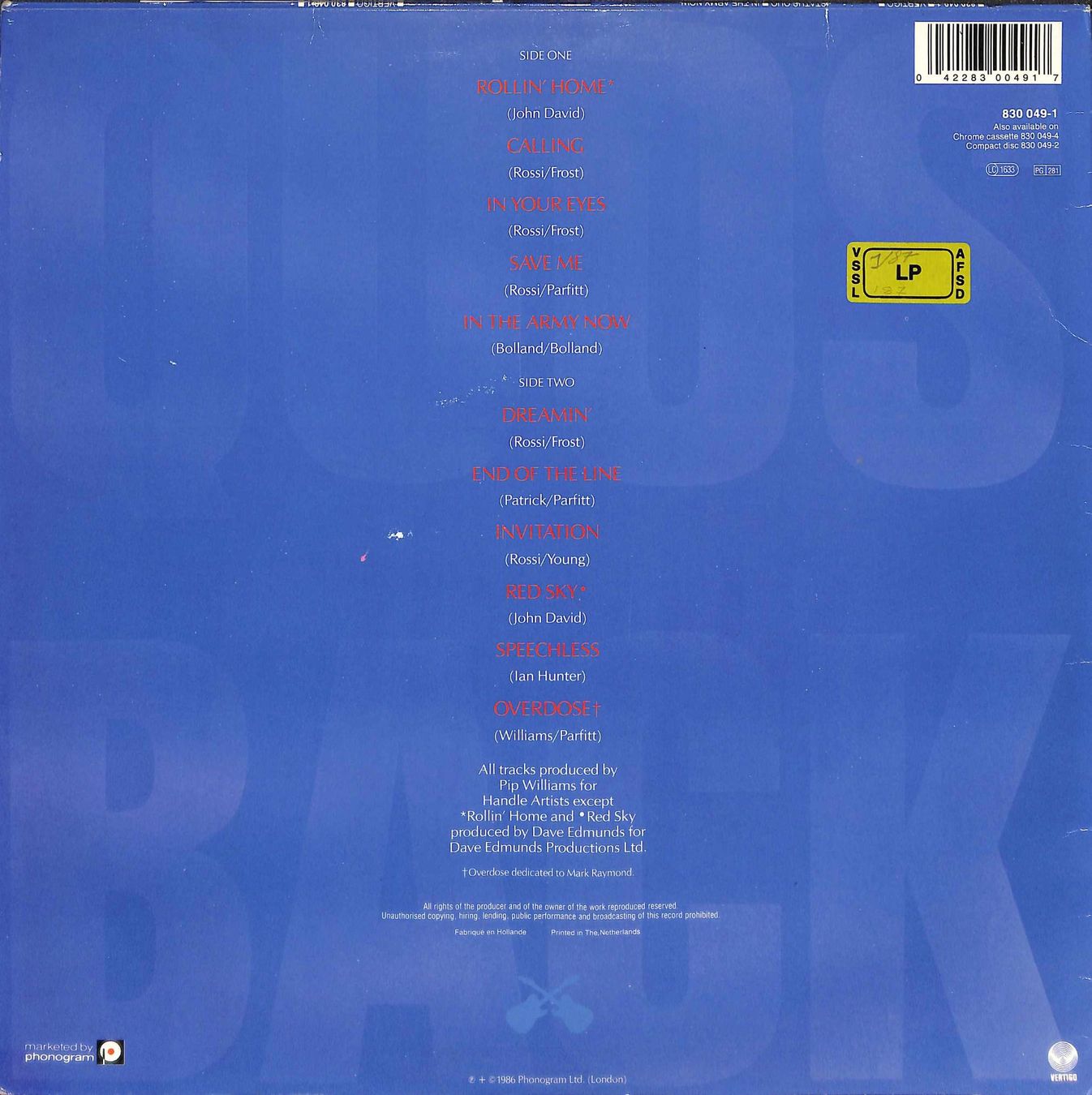 Dischi in vinile: LP Status Quo - In the Army now – Usato da Trimmis venduto da Beax72 1