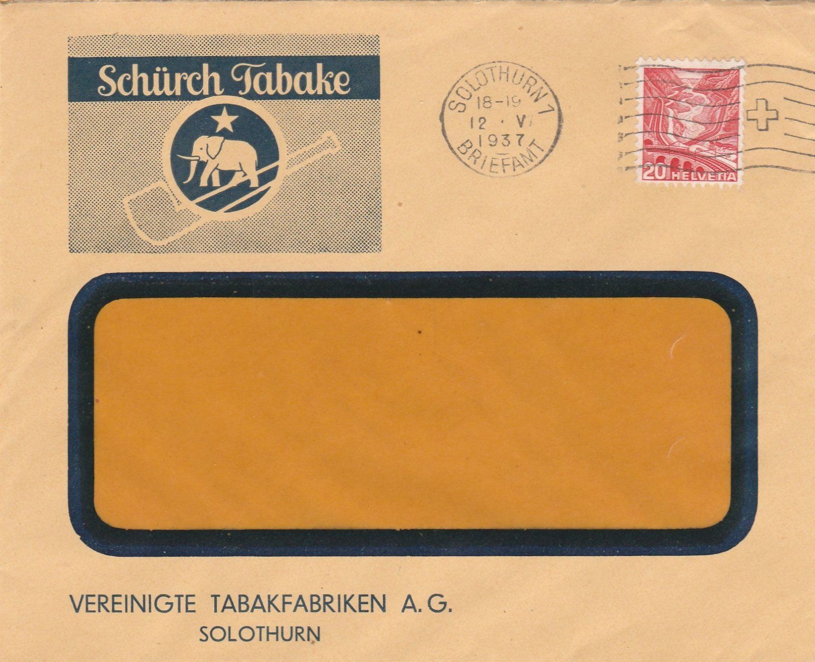 Tous les timbres: Solothurn-Brief mit Werbung Tabak-Fabrik – D'occasion à uttwil par Koehlerfred