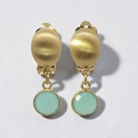 Cilps mit Chalzedone Charm – 925 Silber gelbvergoldet