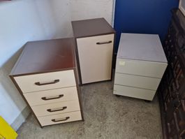 3 Schubladenschränke 1960er Jahre Vintage Cream