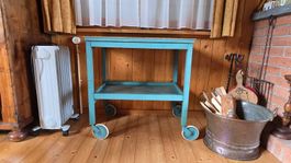 Origineller Vintage Servierwagen / Rollwagen in Türkis Shabb