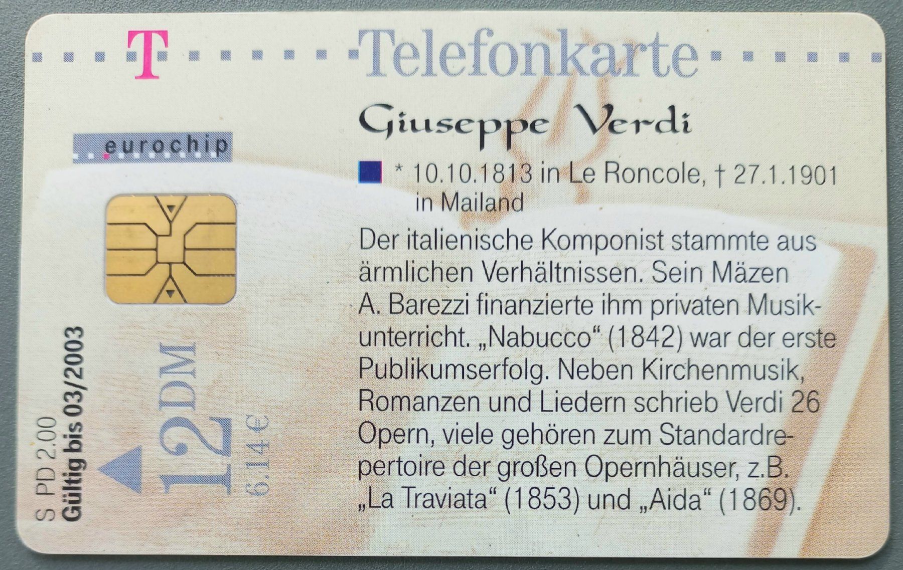 Telefon- & Taxkarten: Taxcard - Giuseppe Verdi - D – Gebraucht aus Niederuzwil von lubimaja 1