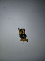 Elegante Vintage Eulen Brosche, Gold und Schwarz, Top!