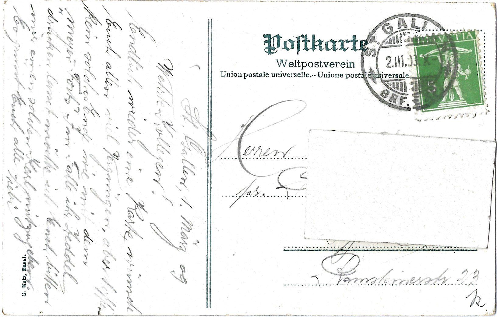 Cartes postales: St. Gallen,  Rosenbergstrasse – D'occasion à Bütschwil par Jackson1A 1