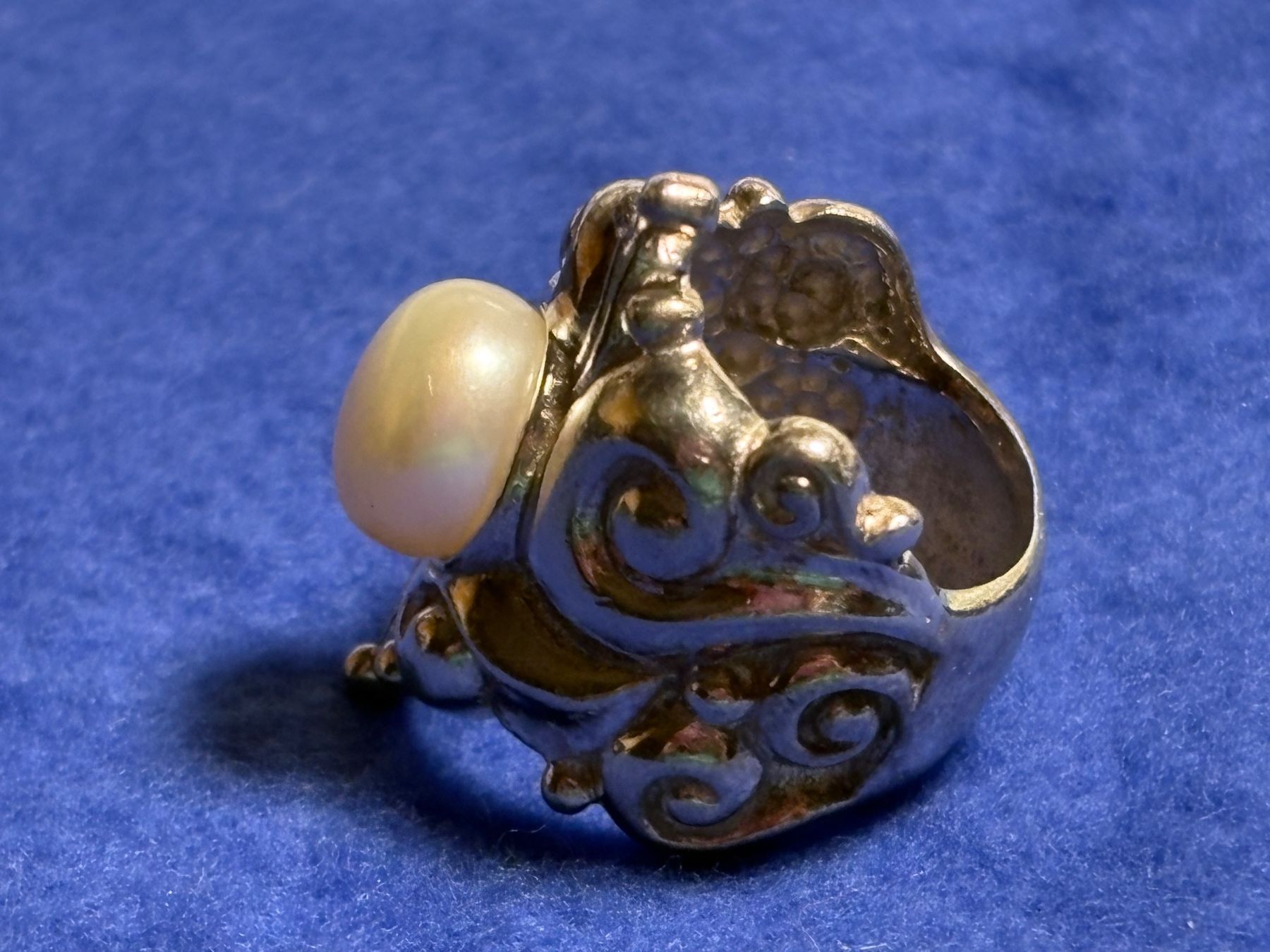 Olga Ribler Bagues: Ring Silber mit Perle auffälliges Design Grösse 52 – D'occasion à St. Peterzell par verena40 1