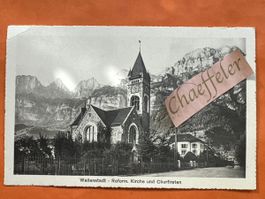 1920 Wallenstadt Reform. Kirche und Churfirsten