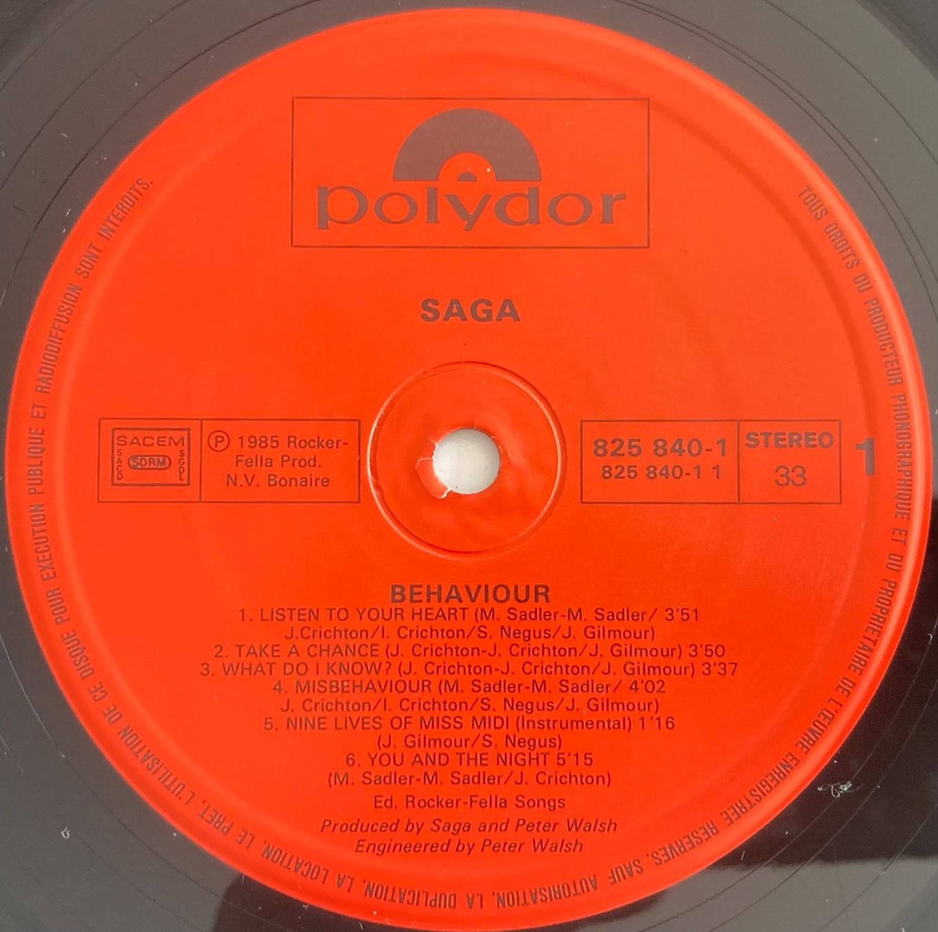 Vinyles: SAGA - BEHAVIOUR – D'occasion à Poliez-Pittet par Newtown-Records 3