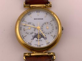 Vintage SANDOZ Quarzuhr mit Mondphase – 34 mm