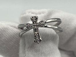 Bague double rang en argent avec motif