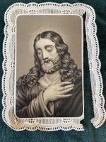 1 Heiligenbildli Jesus Gebet Spitzenrand defekt