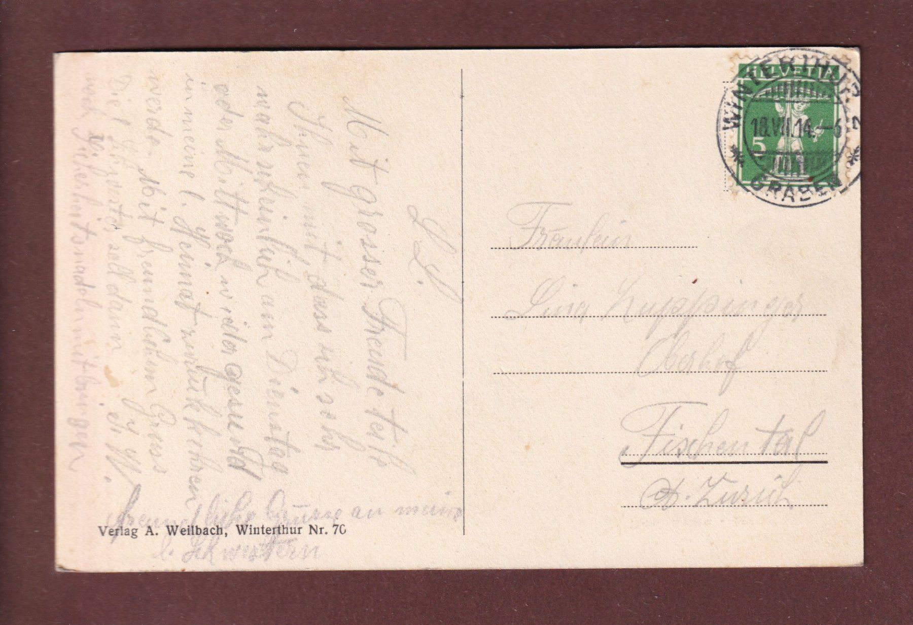 Cartoline postali: WINTERTHUR - Kantonsspital - 1914 – Usato da Pully venduto da nicecards 1