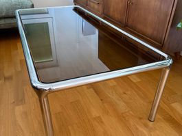Designer Salontisch (Chromstahl / Glas)