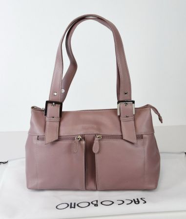 SACCOBONO Damen  Echtleder Tasche Schultertasche  rosa/NEU
