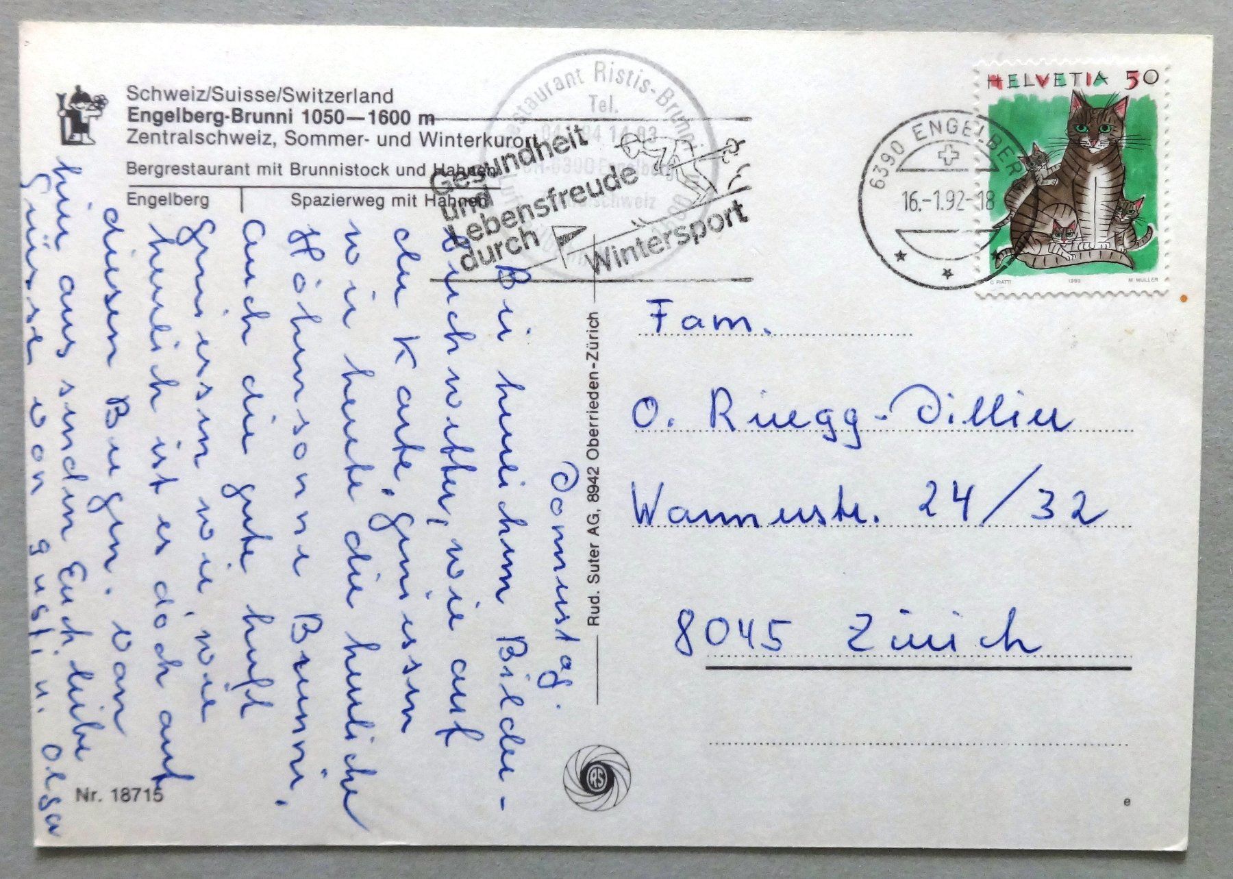 Cartes postales: Engelberg-Brunni 1050-1600 m – D'occasion à Fétigny par Billy2miny 1