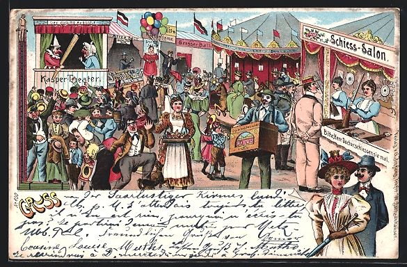 Cartoline postali: Litho Leierkastenmann auf einem Volksfes – Usato da Berlin venduto da bartko-reher