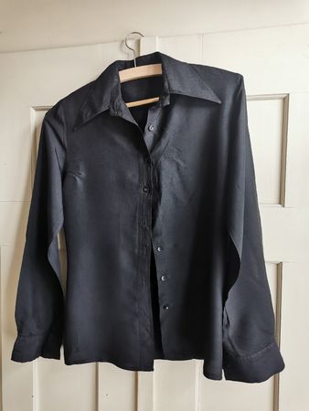 Original Vintage Seventies Hemdbluse schwarz XS/S Gr 34