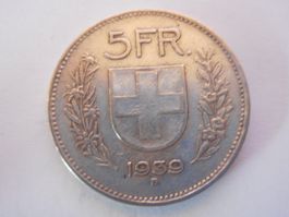 5 Fr. 1939 silber