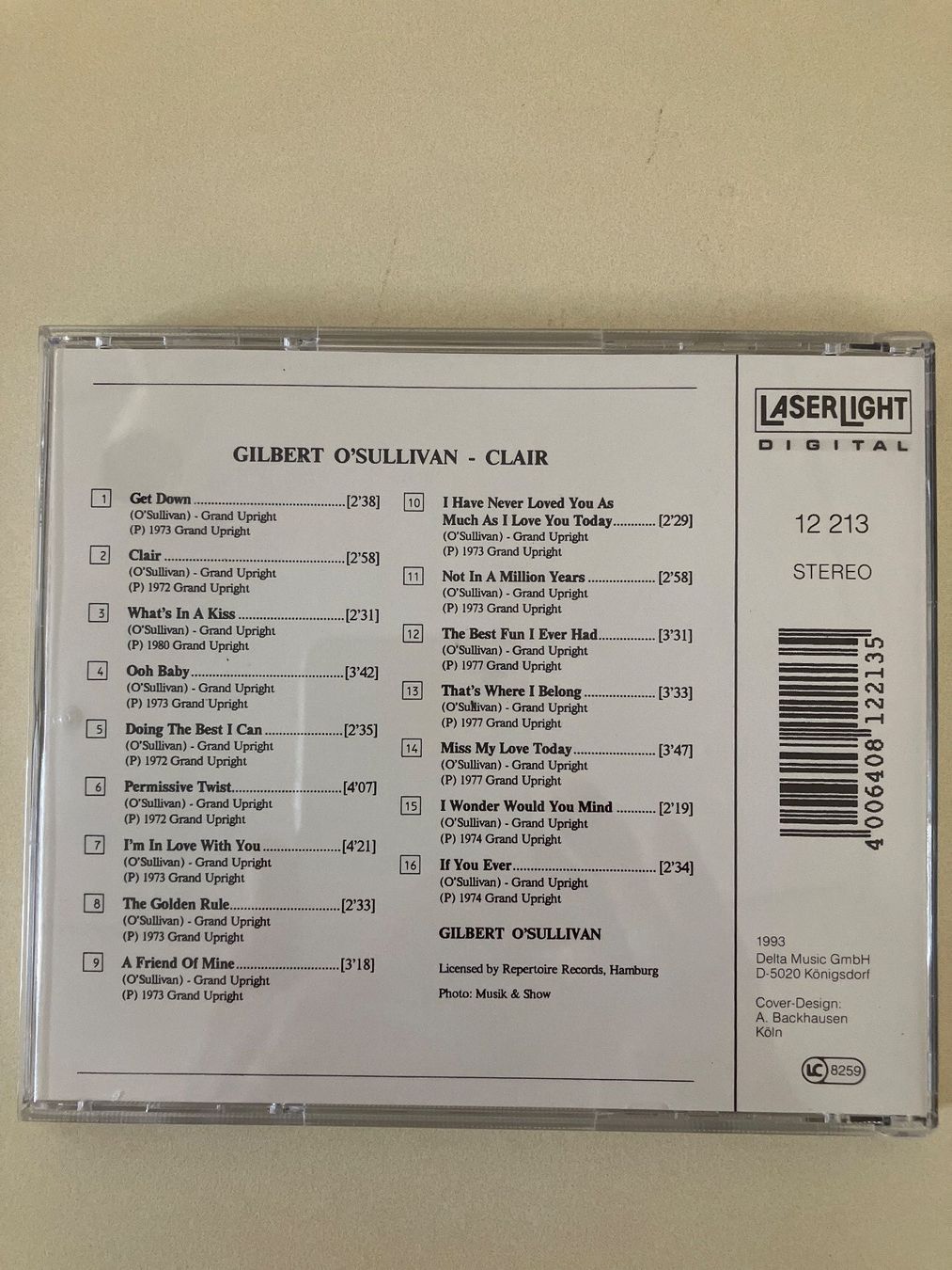 CD: Gilbert o'Sullivan - Clair – Usato da Rüti ZH venduto da Ochello 1