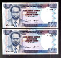 Burundi noten 2 stück consecutive UNC