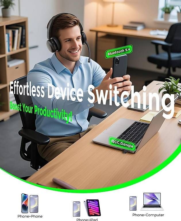 Cuffie: Bluetooth-Headset, Kabelloses Headset mit Mikrofon – Nuovo (secondo la descrizione) da Kreuzlingen venduto da Best-Deal-Oase 6