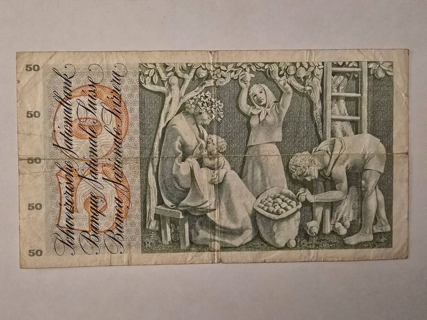 Banconote: 50 francs suisses 1971avec traces d'utilisation – Usato da Neuenhof venduto da brasvarela 1
