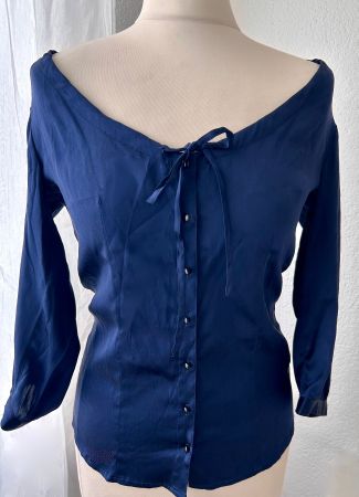 Wie neu: Caroll Seidenbluse, Bluse S 36 blau, Seide, Damen
