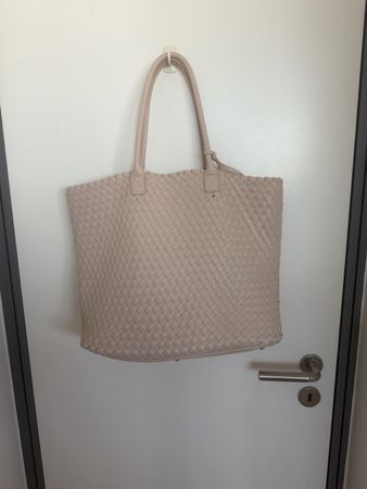 Tasche beige geflochten grosse Halluber Shopper Tasche 