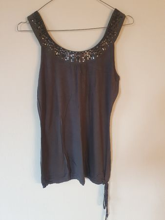 Esprit Sommer Top, Gr. S, grau mit Pailletten, neuwertig