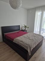 Bett Malm schwarzbraun inkl. 2 Schubladen und Nachttisch