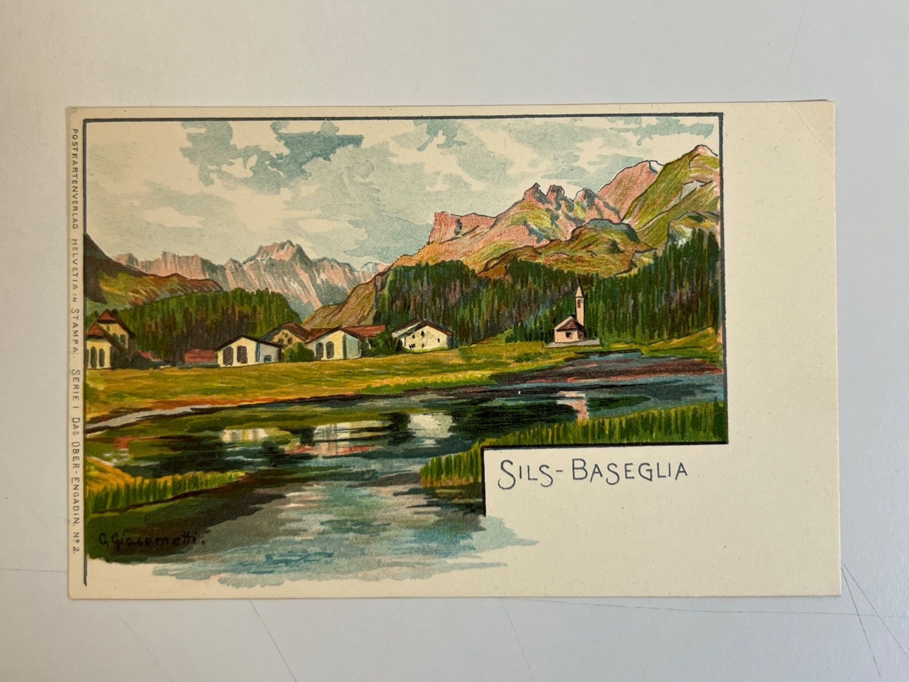 Cartoline postali: Giovanni Giacometti Ansichtskarte Engadin Sils Baselgia – Usato da Wollerau venduto da Sammler-Ecke