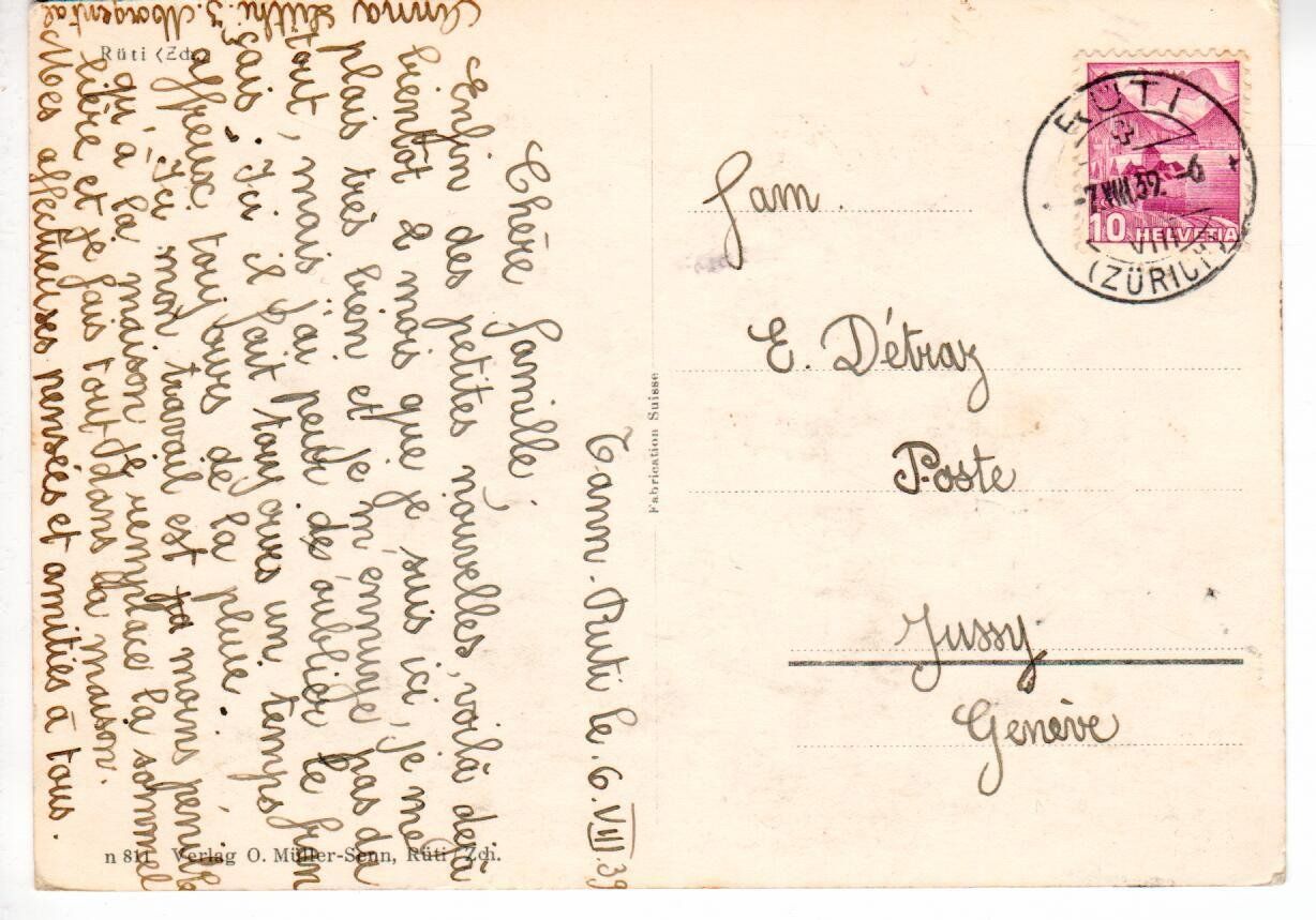 Cartoline postali: Rüti ZH 1939 – Usato da Wolhusen venduto da Curver9 1