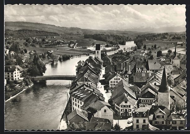 Cartes postales: Mellingen, Ortsansicht mit Flusspartie – D'occasion à Berlin par bartko-reher