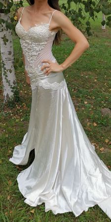 Hochzeitskleid creme elfenbein S M stretch