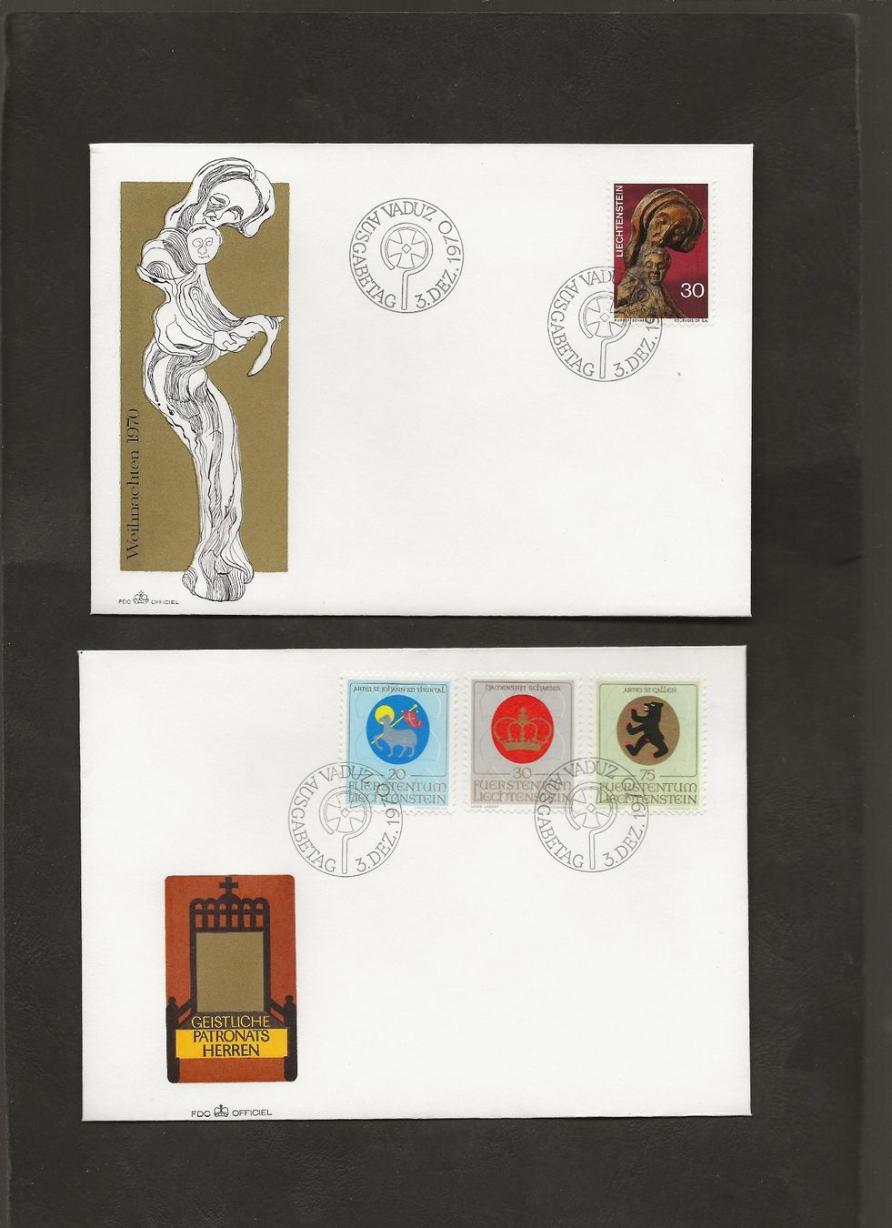 Tutti i francobolli: 16 FDC Liechtenstein 1970 bis 1972 – Usato da Au ZH venduto da xelagreb01 2