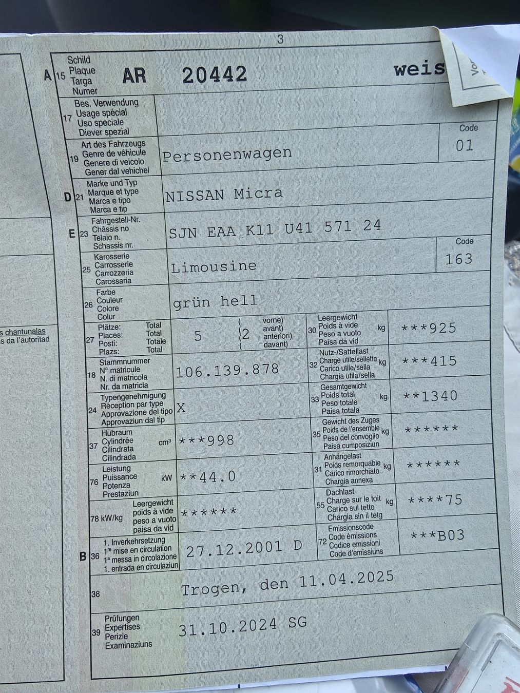 Nissan Automobili: Nissan Micra mit Mängel – Usato da Wolfhalden venduto da derrichter1997 3