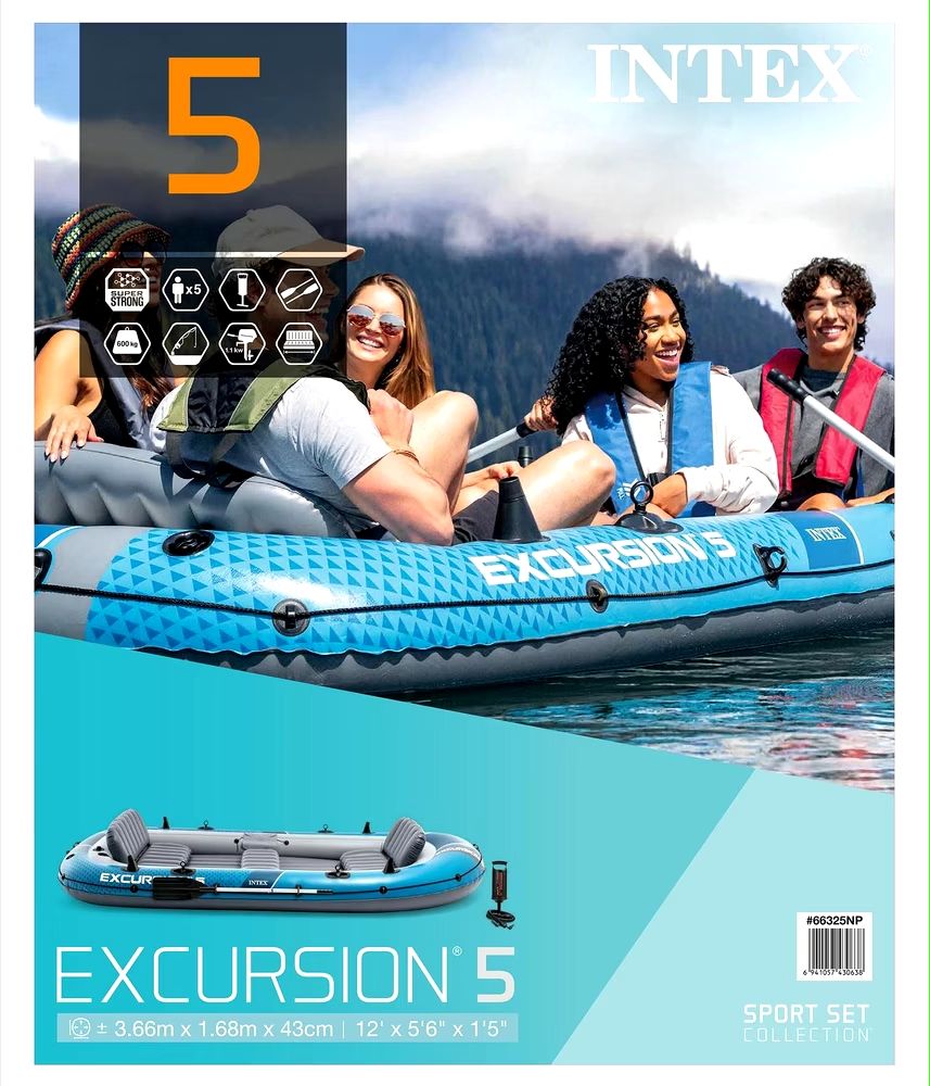 Bateaux: Intex Excursion 5 Schlauchboot blau mit Paddel Pumpe – Neuf (Voir description) à Niederscherli par lavan1996 7