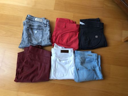 6 Stuck Hosen Guess, River Island,Feddy, Zara, LP ca 280.-