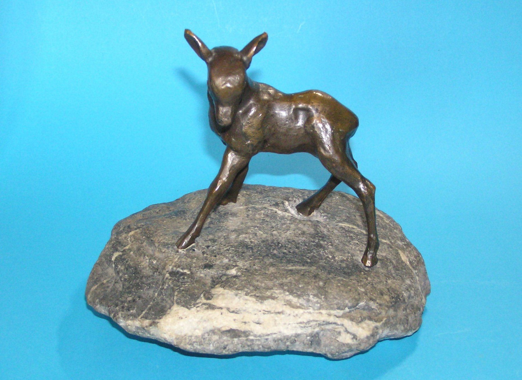 Sculture & Statue: CHARLES REUSSNER BRONZE REHKITZ FAON SKULPTUR – Usato da Grenchen venduto da Antique-hunter 2