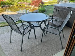 Gartentisch Ø 100cm mit 5 Stühlen