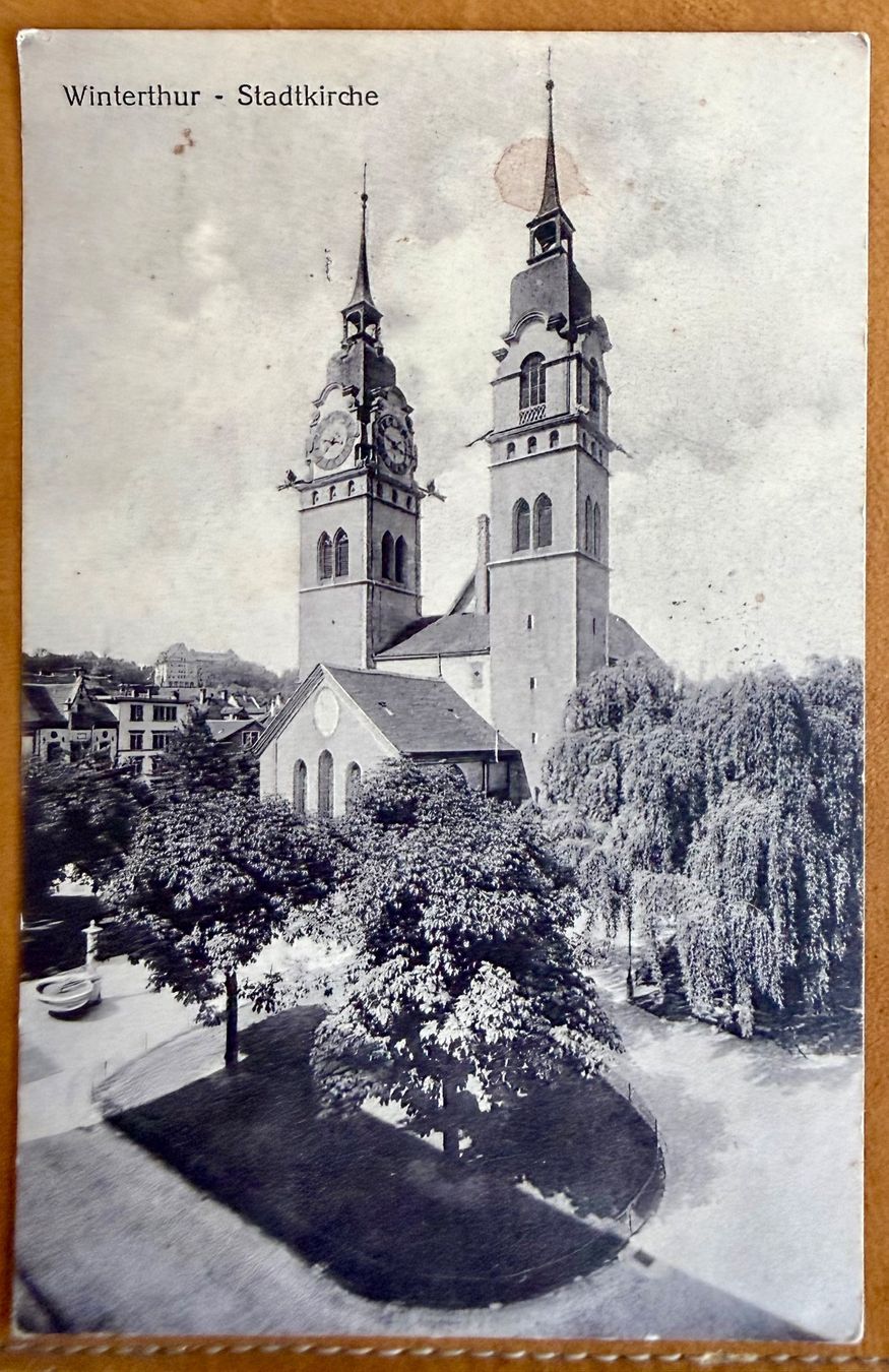 Cartoline postali: Winterthur - Stadtkirche 1918 – Usato da Lutry venduto da Ediego