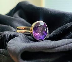 Schöner 925 Silber Ring mit facettiertem Amethyst