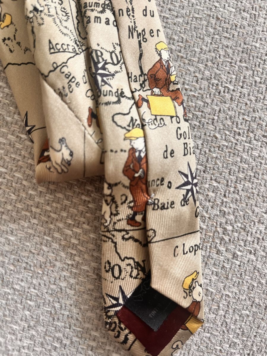 Krawatten: Tie Tintin Map Pattern 100% Silk Made in Italy Used – Gebraucht aus Lausanne von Danash 3