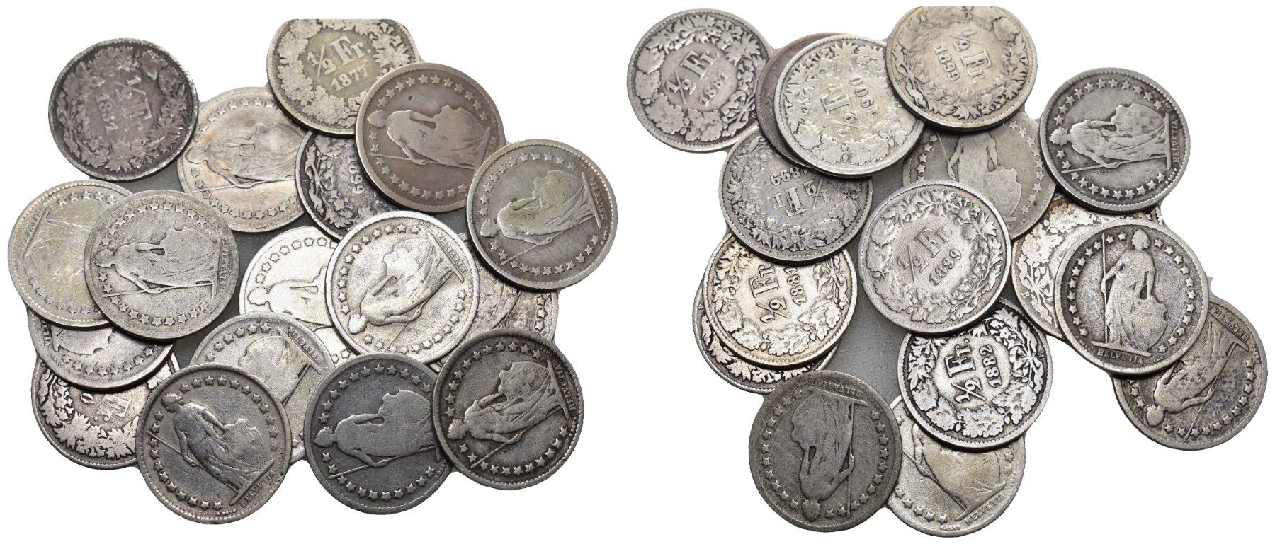 Alle Münzen: Schweiz 1/2 Franken Lot – Gebraucht aus Bern von numismatictops