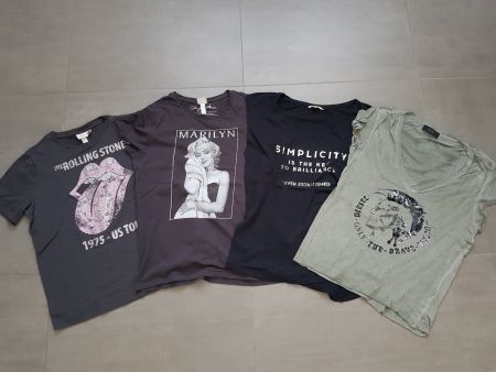 4 Damen T-Shirts mit Prints (H&M, Diesel)
