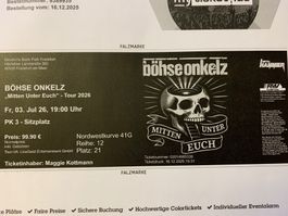 Ticket Böhse Onkelz, Frankfurt, Freitag 3. Juli 2026 (Nr.6)