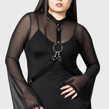 Killstar Sheer Bondage Long Sleeve Dress