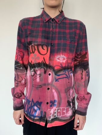 Recycled Graffiti Flannel Shirt