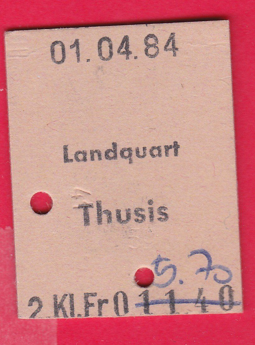 Tickets: KARTON BILLETT, LANDQUART - THUSIS, 2.KLASSE, EINFACH – Gebraucht aus Oberrieden von Gebirgsstelze